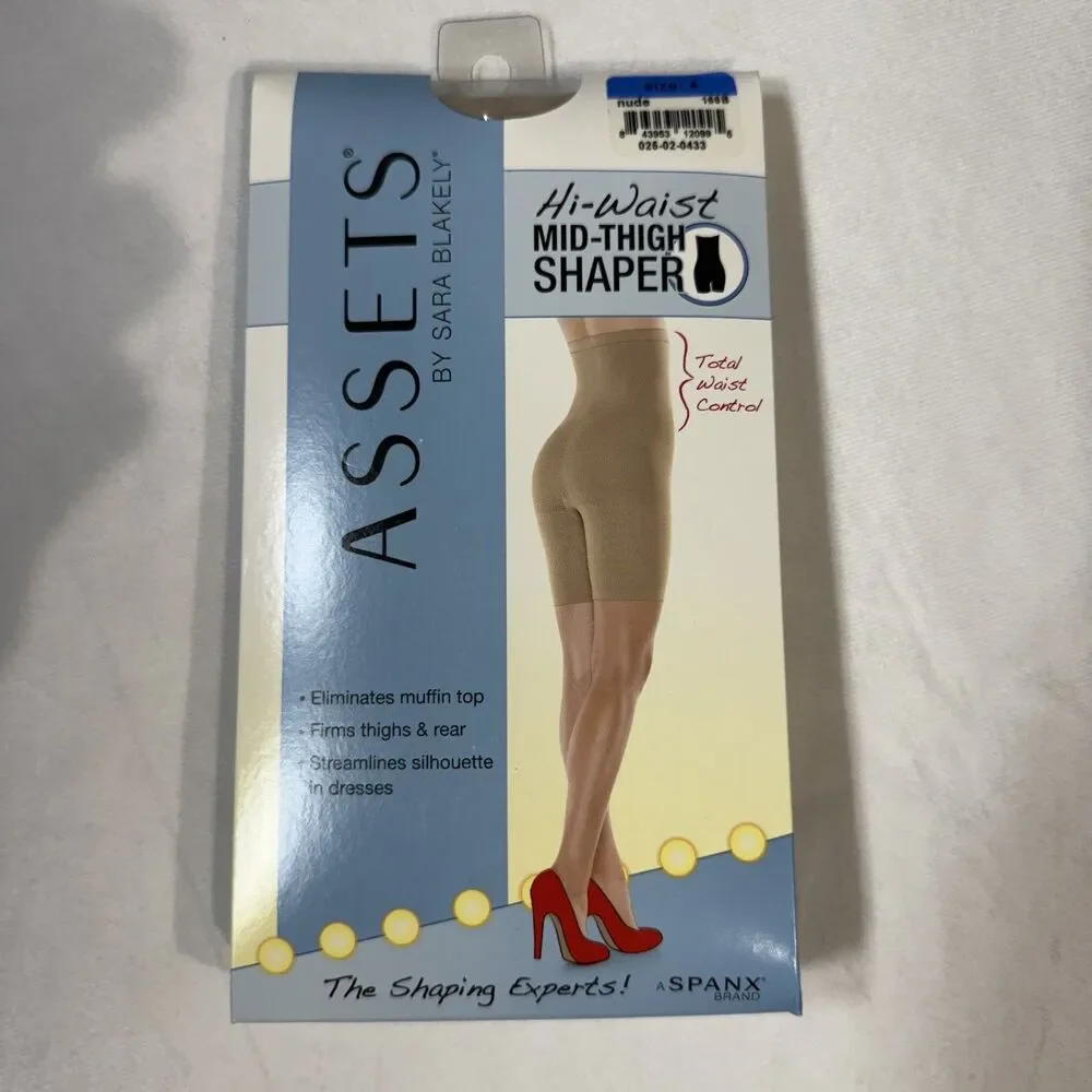 Spanx Assets Womens Hi-Waist Mid-Thigh Shaper Nude Color Size 4 NEW‎